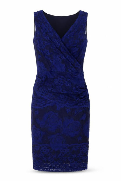 Phase Eight Womens Blue Floral Polyester Bodycon Size 8 V-Neck Zip