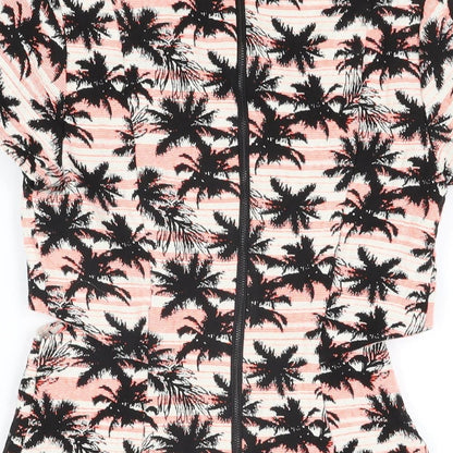 Topshop Womens Multicoloured Geometric Cotton Skater Dress Size 8 Round Neck Zip