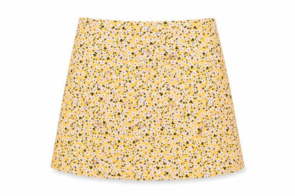 Wednesday's Girl Womens Yellow Floral Polyester A-Line Skirt Size L