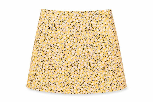 Wednesday's Girl Womens Yellow Floral Polyester A-Line Skirt Size L