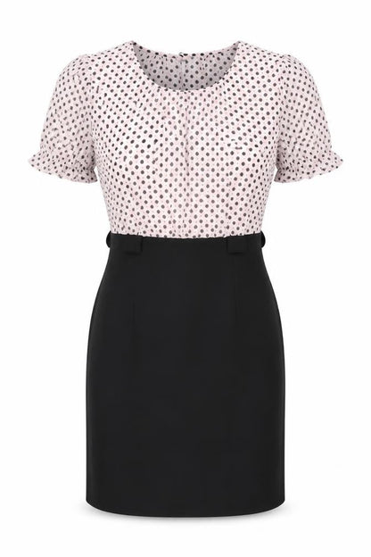 Connected Apparel Womens Pink Polka Dot Polyester Bodycon Size 10 Round Neck Zip