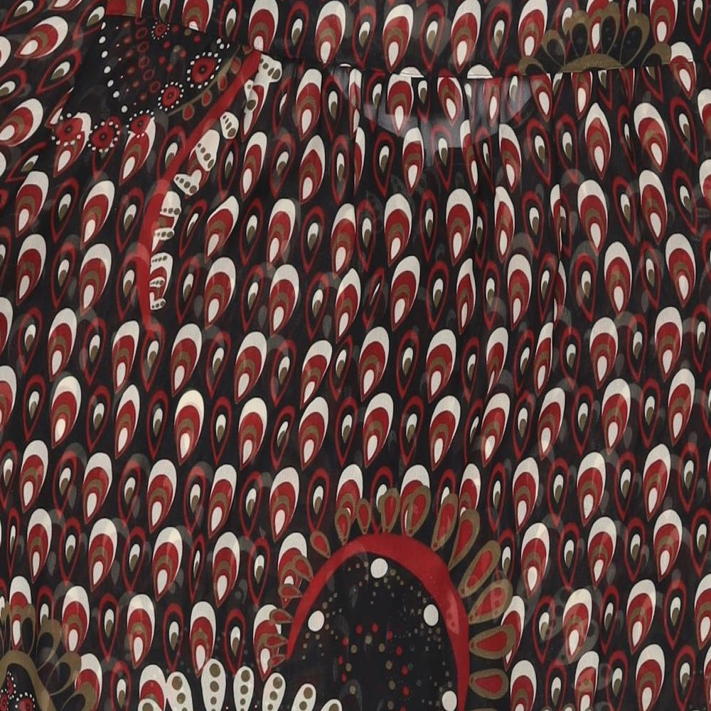 NEXT Womens Black Geometric Polyester Shift Size 10 Round Neck Button