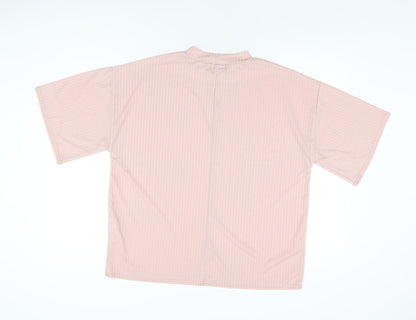 Boohoo Womens Pink Polyester Basic T-Shirt Size 10 Round Neck
