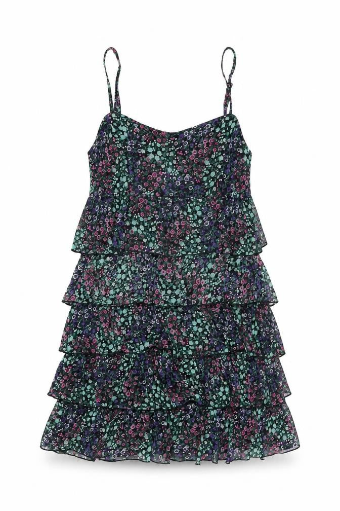 H&M Womens Black Floral Polyester Mini Size 10 Square Neck Zip