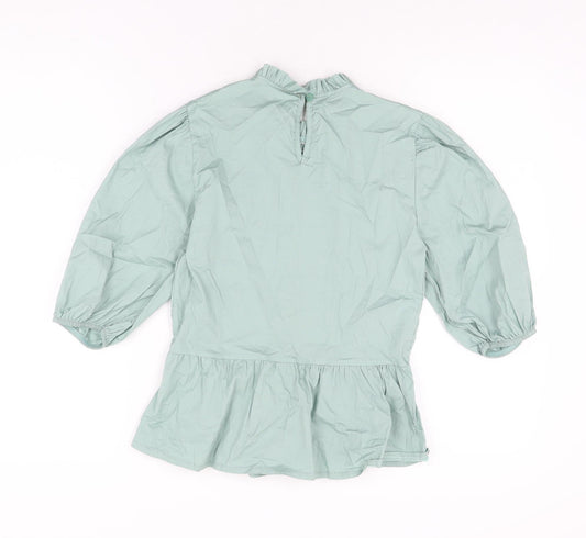 Boohoo Womens Green Cotton Basic T-Shirt Size 8 Round Neck