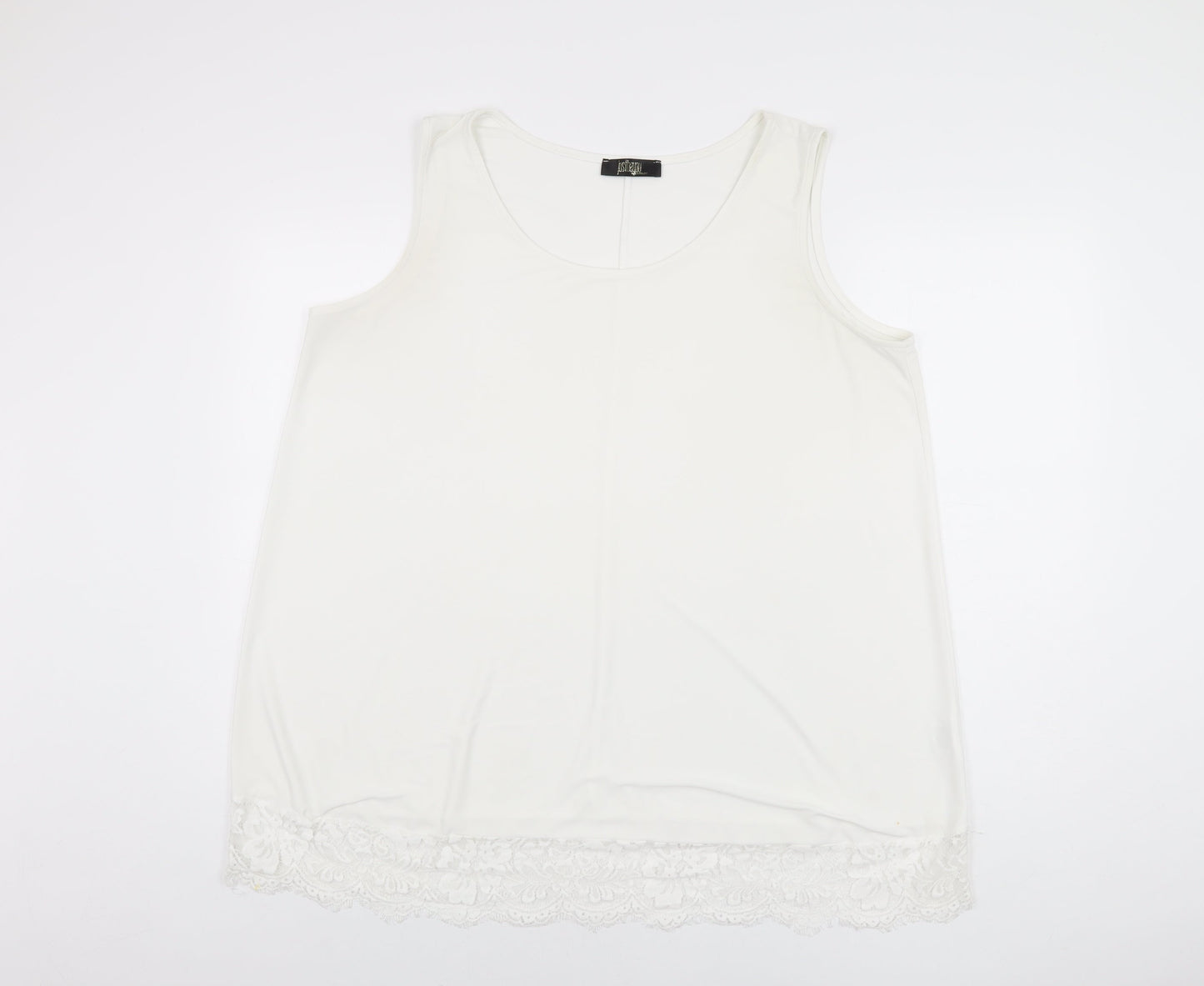 Just Be You Womens White Polyester Basic T-Shirt Size XL Round Neck