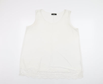 Just Be You Womens White Polyester Basic T-Shirt Size XL Round Neck