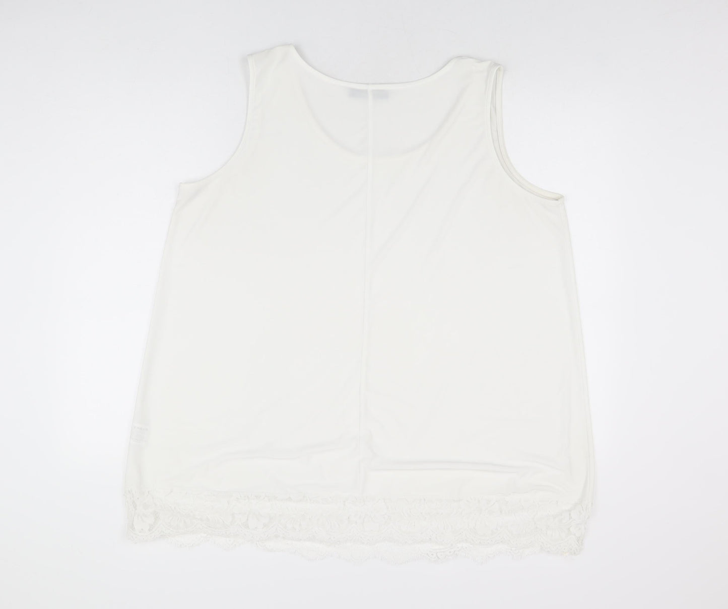 Just Be You Womens White Polyester Basic T-Shirt Size XL Round Neck