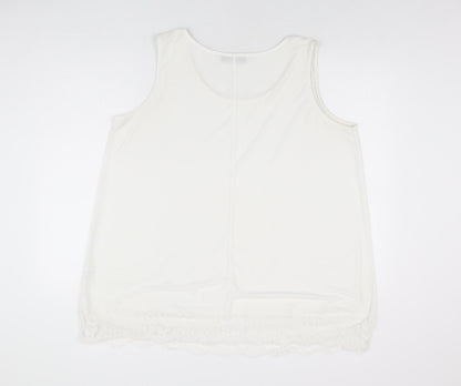 Just Be You Womens White Polyester Basic T-Shirt Size XL Round Neck
