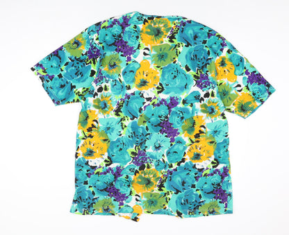 Co-ordinate Club Womens Multicoloured Floral Cotton Basic Button-Up Size 22 V-Neck - Size 22-24