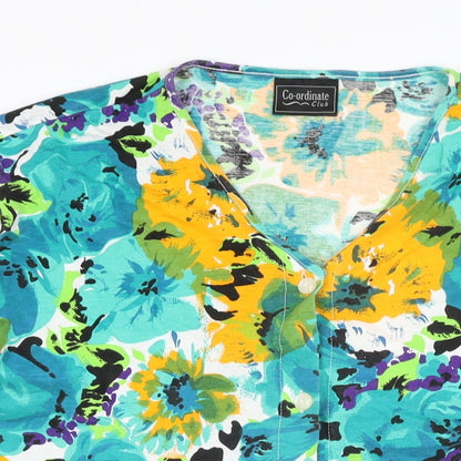 Co-ordinate Club Womens Multicoloured Floral Cotton Basic Button-Up Size 22 V-Neck - Size 22-24