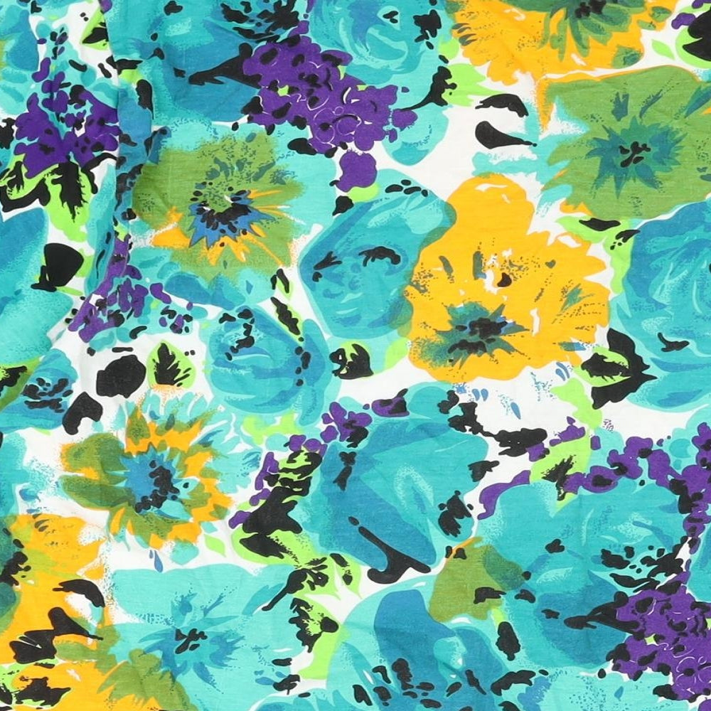 Co-ordinate Club Womens Multicoloured Floral Cotton Basic Button-Up Size 22 V-Neck - Size 22-24