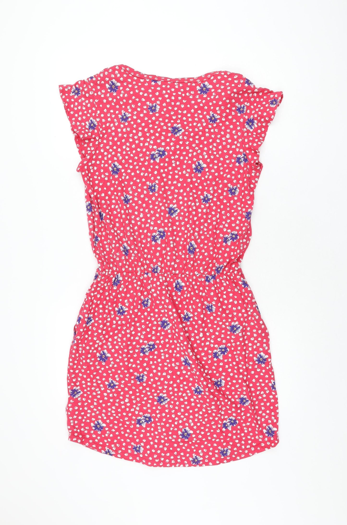 NEXT Womens Pink Floral Cotton Shift Size 10 Scoop Neck Pullover