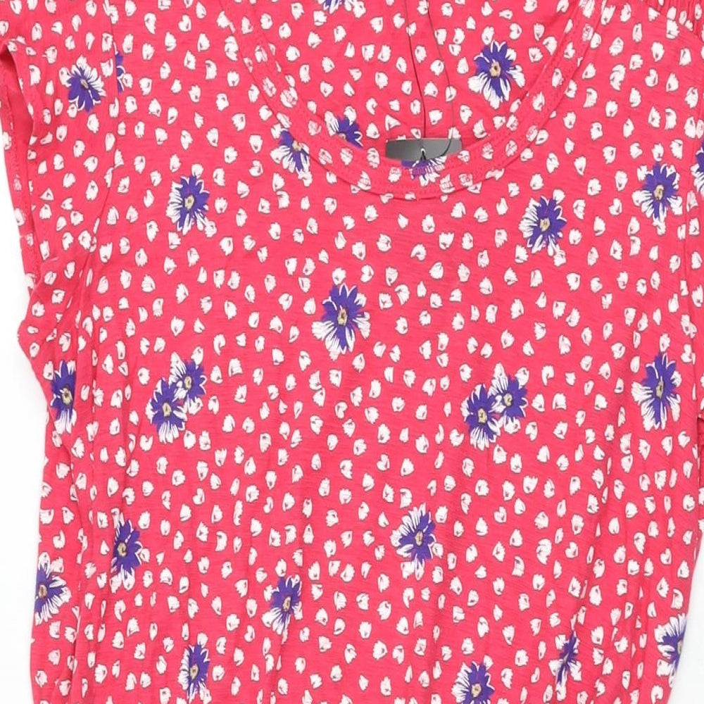 NEXT Womens Pink Floral Cotton Shift Size 10 Scoop Neck Pullover