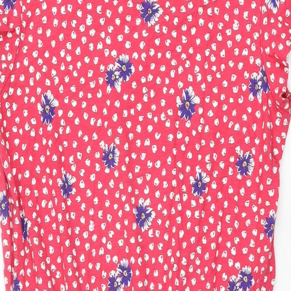NEXT Womens Pink Floral Cotton Shift Size 10 Scoop Neck Pullover