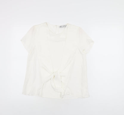 Womens UK Size XS Zara White Basic Blouse