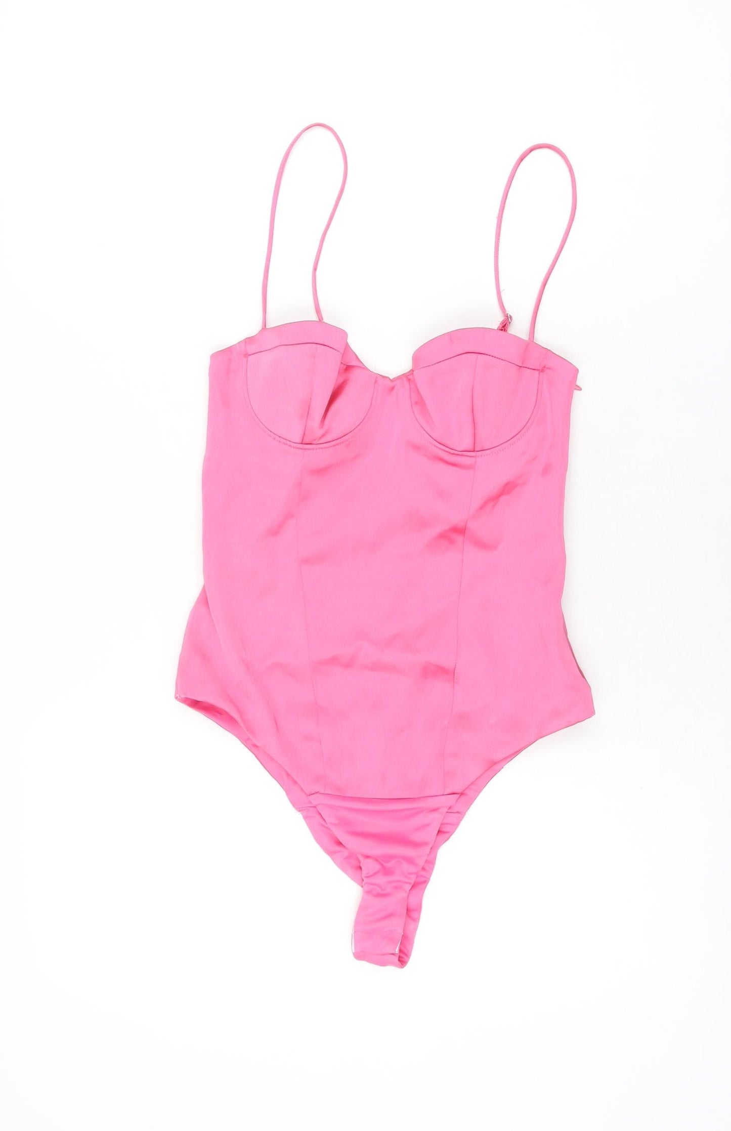 Zara Womens Pink Polyester Bodysuit One-Piece Size XS Zip