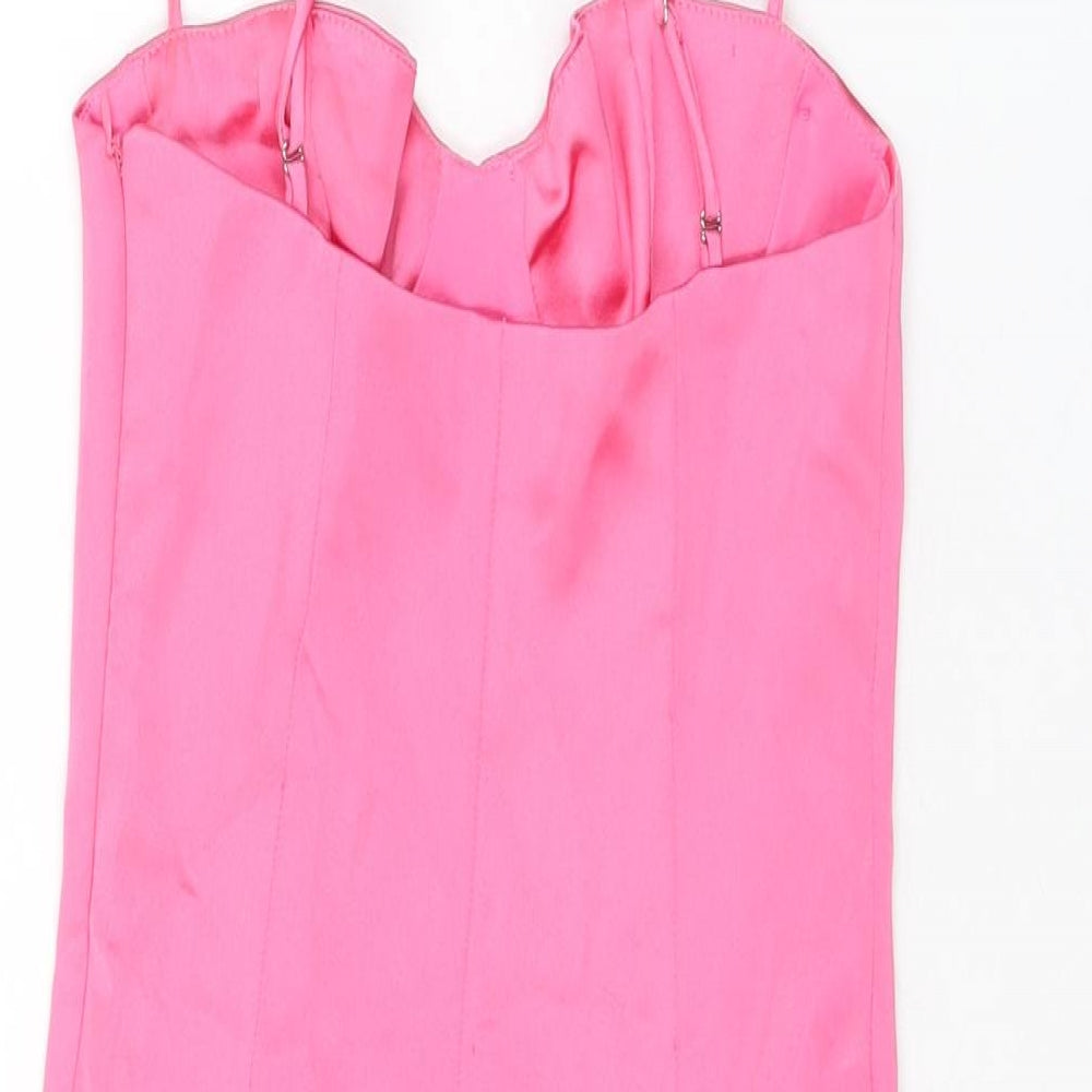 Zara Womens Pink Polyester Bodysuit One-Piece Size XS Zip