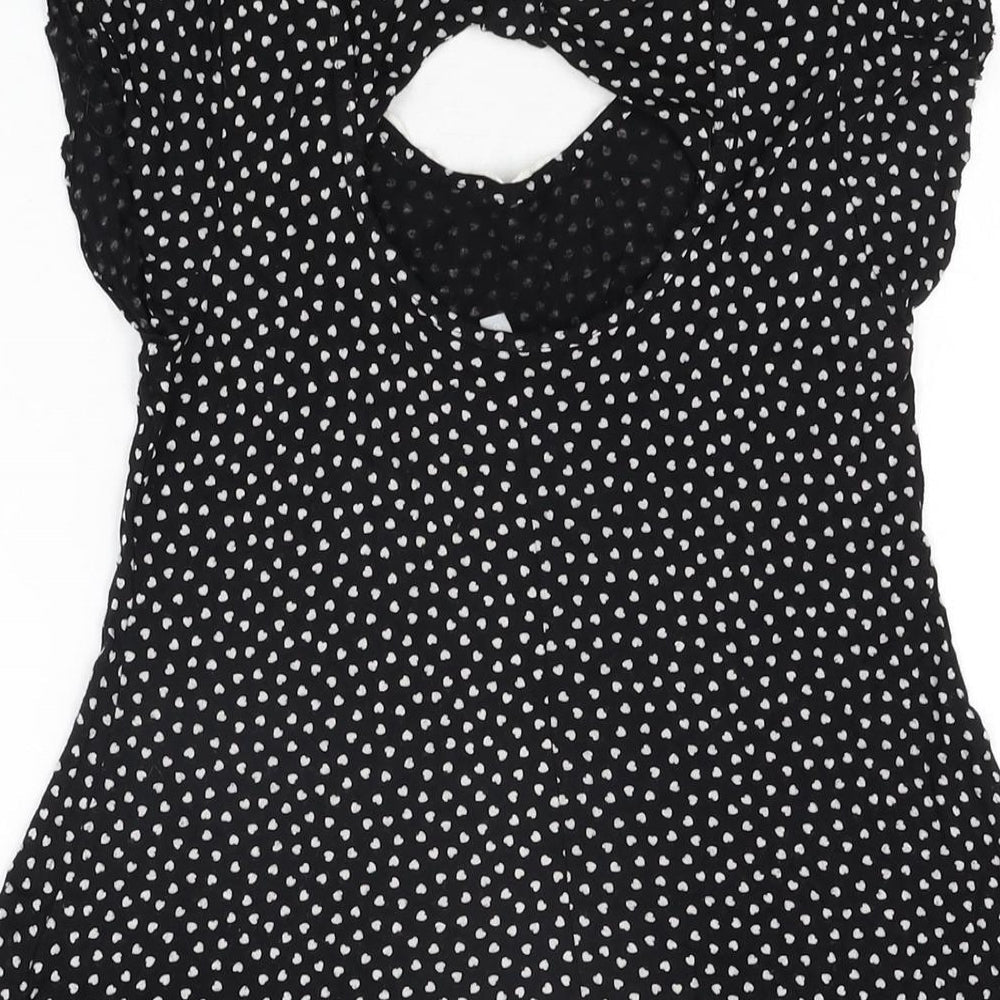 Womens UK Size 8 Red Herring Black Basic T-Shirt
