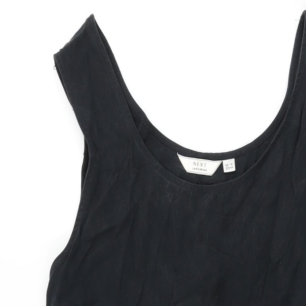 NEXT Womens Black Modal Shift Size 16 Scoop Neck Button