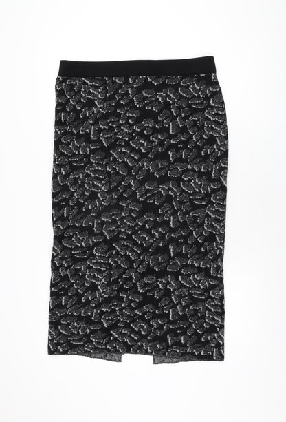 Oasis Womens Black Geometric Polyester Straight & Pencil Skirt Size L