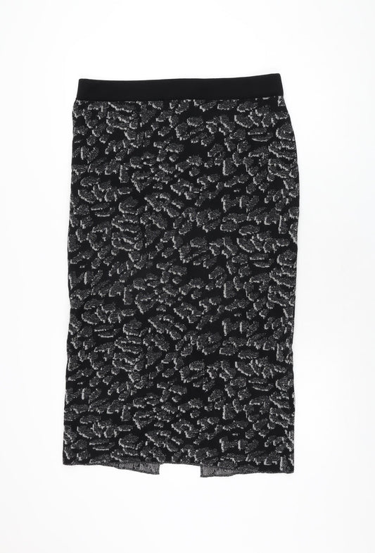 Oasis Womens Black Geometric Polyester Straight & Pencil Skirt Size L