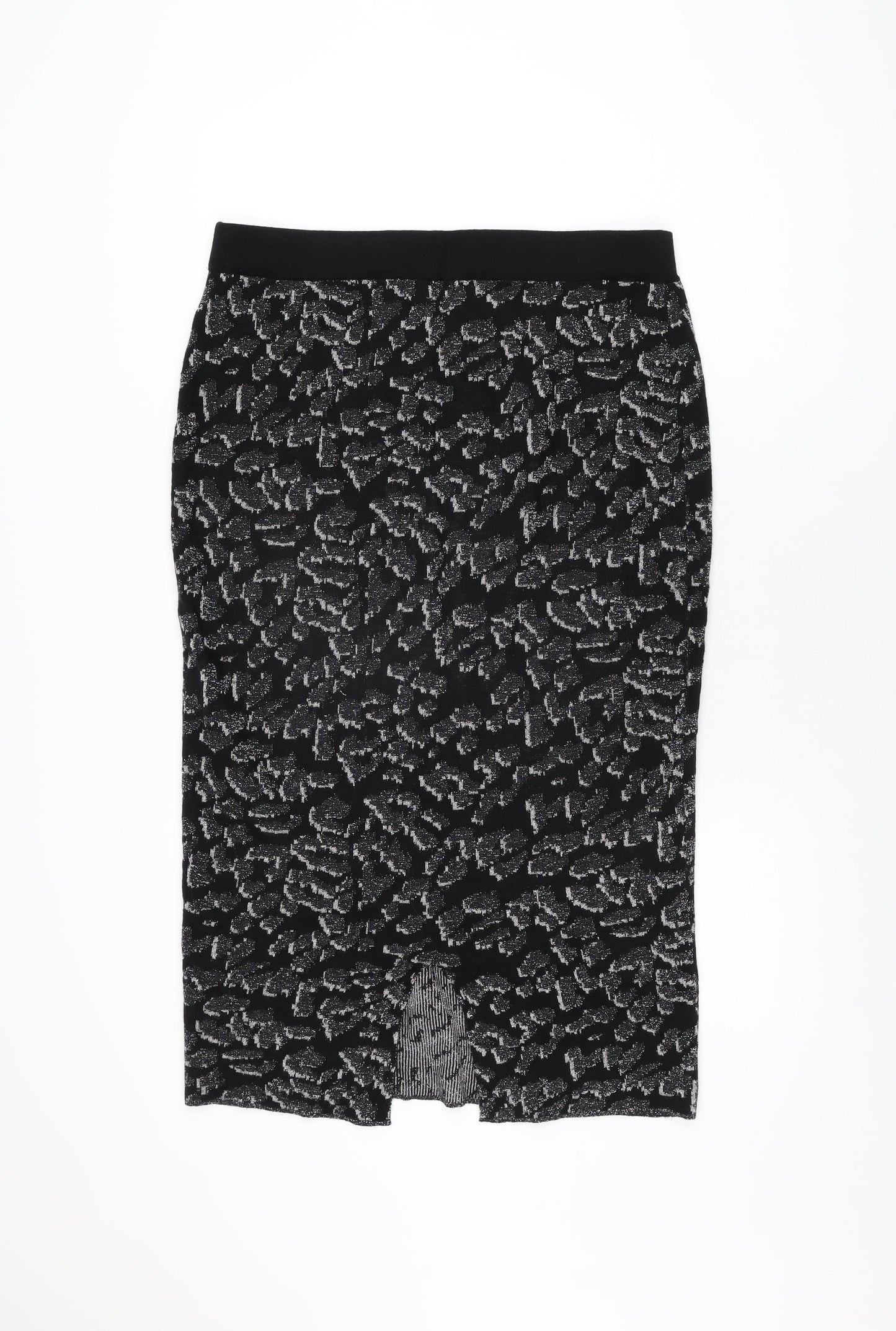 Oasis Womens Black Geometric Polyester Straight & Pencil Skirt Size L