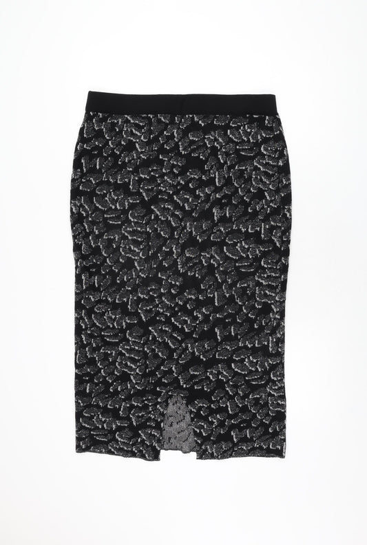 Oasis Womens Black Geometric Polyester Straight & Pencil Skirt Size L