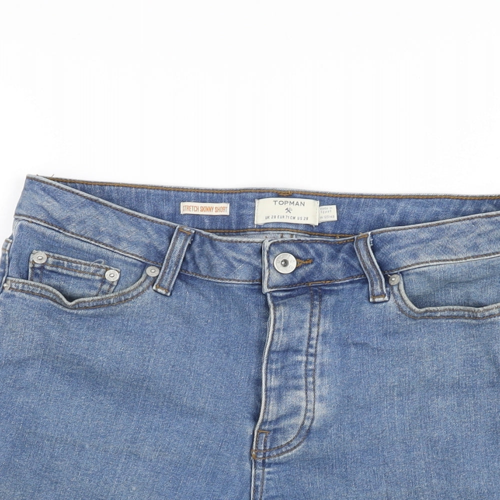 Topman Mens Blue Cotton Bermuda Shorts Size 28 in L8 in Regular Zip