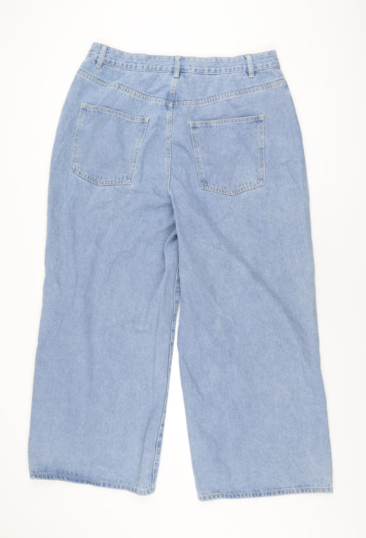 Cider Womens Blue Cotton Wide-Leg Jeans Size XL L28.5 in Regular Zip