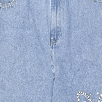 Cider Womens Blue Cotton Wide-Leg Jeans Size XL L28.5 in Regular Zip