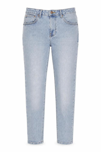 Front view of ASOS women’s blue cotton skinny jeans, size UK 28, in, 30-inch leg regular zip