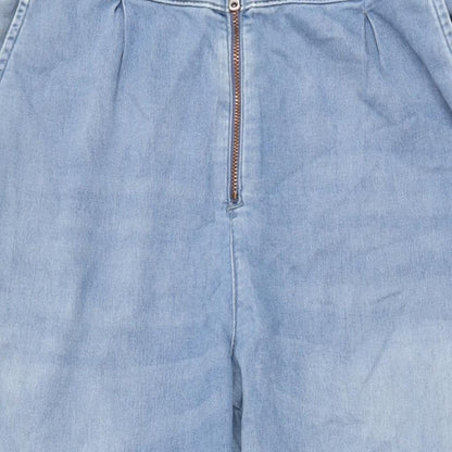 Zara Womens Blue Cotton Tapered Jeans Size 14 L28 in Regular Zip