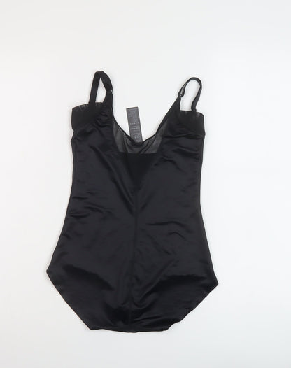 Debenhams Womens Black Polyamide Bodysuit One-Piece Size 8 Snap