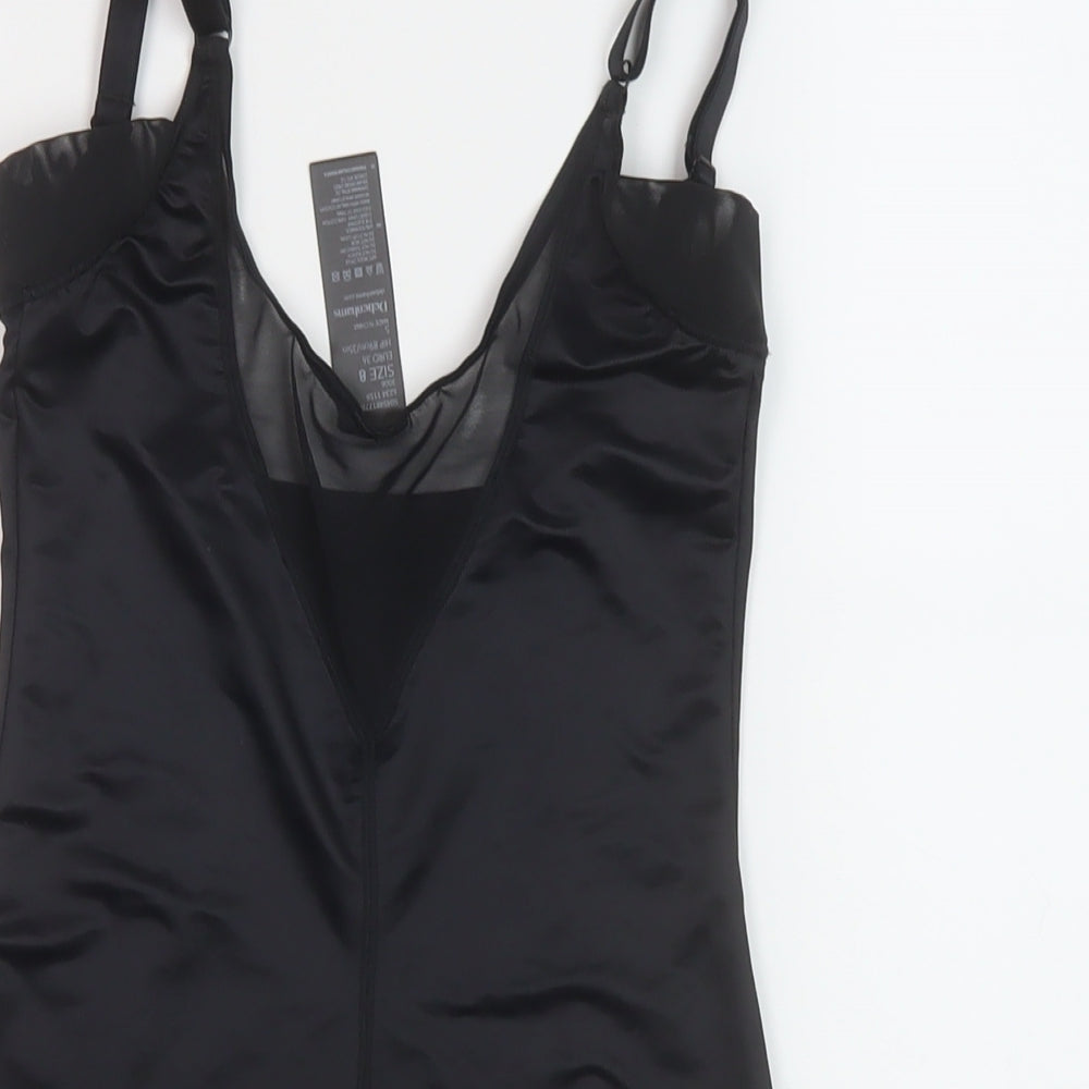 Debenhams Womens Black Polyamide Bodysuit One-Piece Size 8 Snap