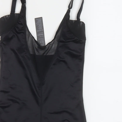 Debenhams Womens Black Polyamide Bodysuit One-Piece Size 8 Snap