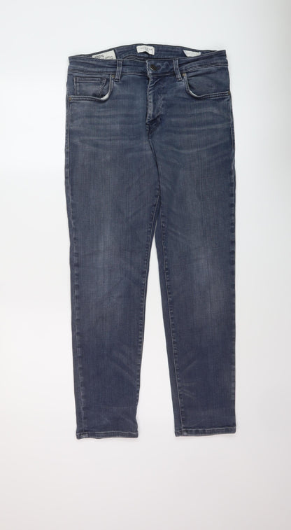 Mens UK Size 33 in Selected Regular Fit Skinny Blue Jeans
