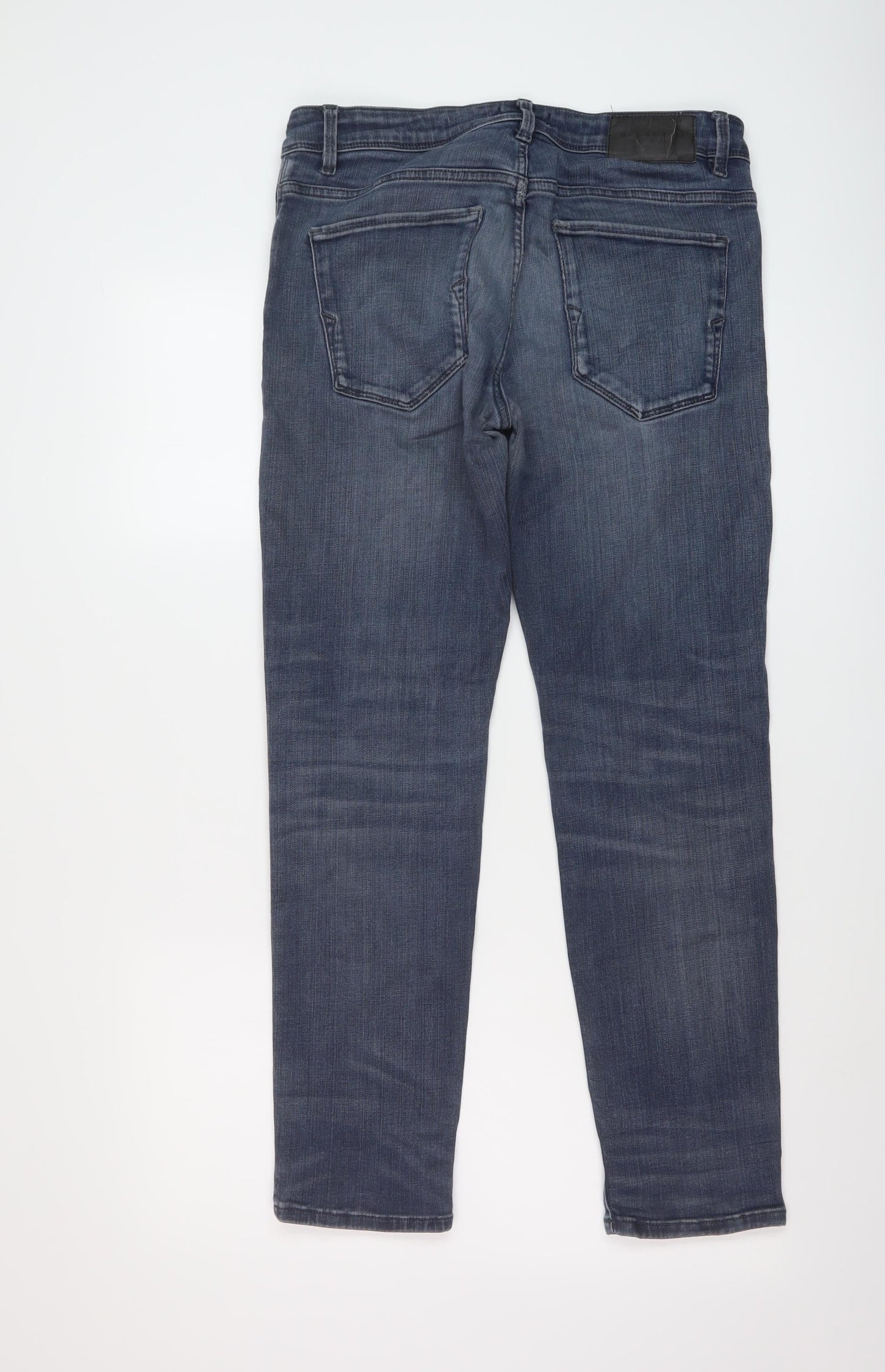 Mens UK Size 33 in Selected Regular Fit Skinny Blue Jeans