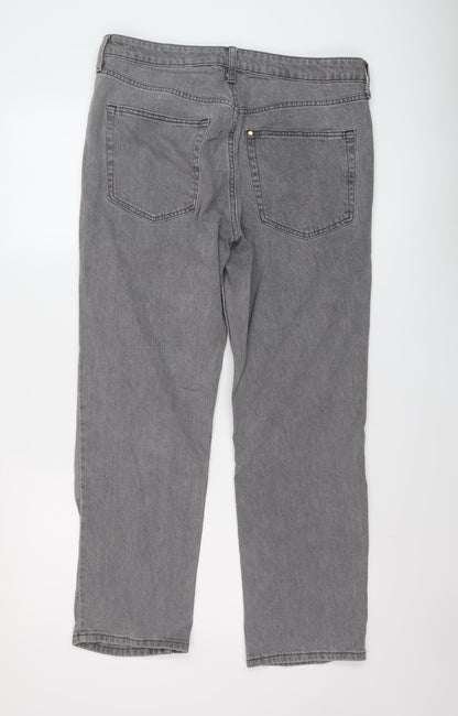 H&M Mens Grey Cotton Straight Jeans Size 32 in L27 in Regular Button - Vintage