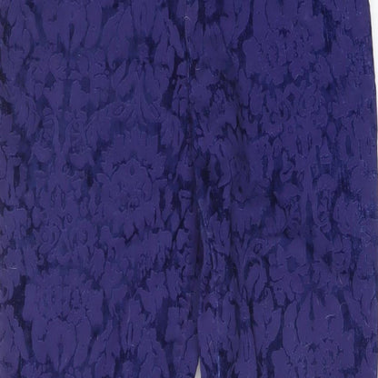 Anthropologie Womens Blue Floral Viscose Trousers Size 6 L27 in Regular Zip