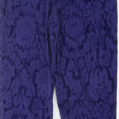 Anthropologie Womens Blue Floral Viscose Trousers Size 6 L27 in Regular Zip