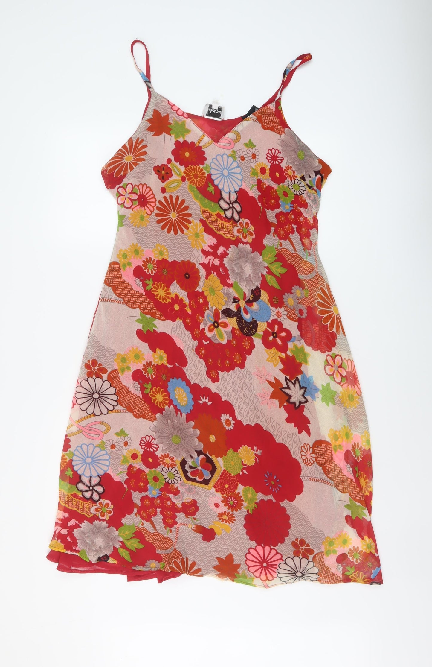 Charms Womens Multicoloured Floral Polyester A-Line Size L V-Neck Pullover