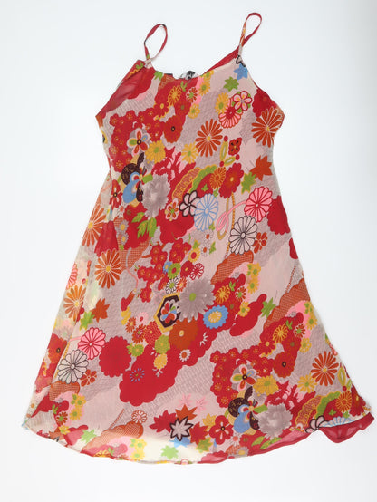 Charms Womens Multicoloured Floral Polyester A-Line Size L V-Neck Pullover