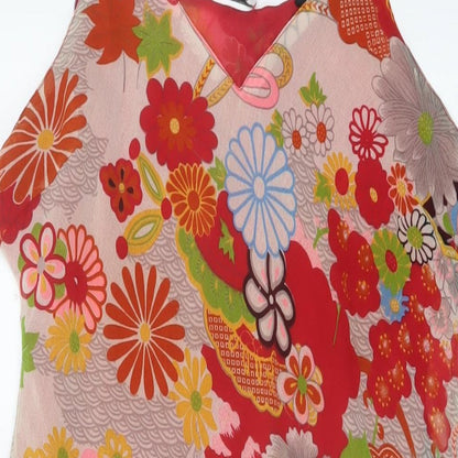 Charms Womens Multicoloured Floral Polyester A-Line Size L V-Neck Pullover