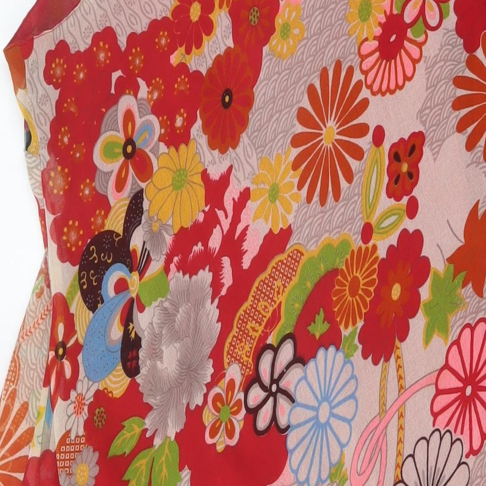 Charms Womens Multicoloured Floral Polyester A-Line Size L V-Neck Pullover