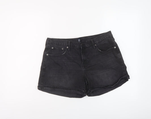Gap Womens Grey Cotton Mom Shorts Size 32 in L5 in Regular Button