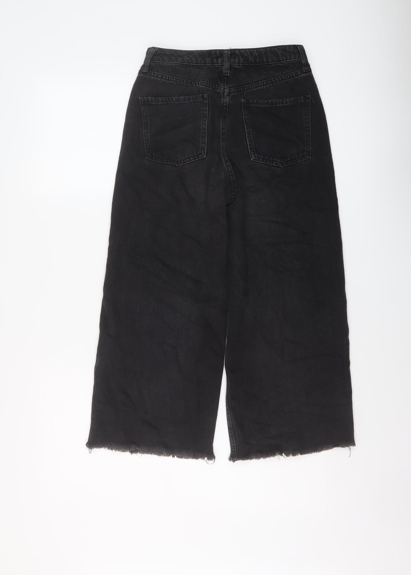 River Island Womens Black Cotton Wide-Leg Jeans Size 6 L31 in Regular Button