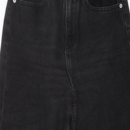 River Island Womens Black Cotton Wide-Leg Jeans Size 6 L31 in Regular Button