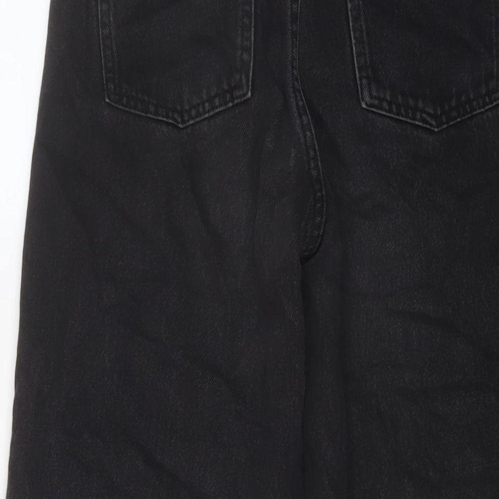 River Island Womens Black Cotton Wide-Leg Jeans Size 6 L31 in Regular Button