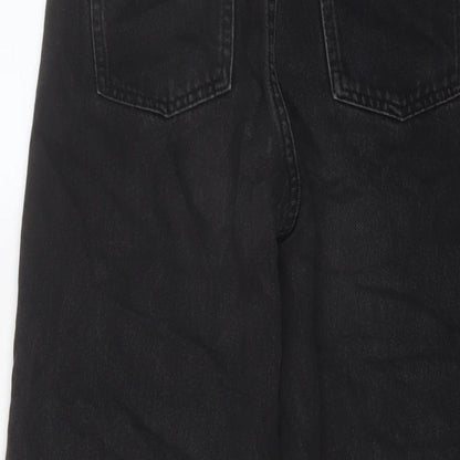 River Island Womens Black Cotton Wide-Leg Jeans Size 6 L31 in Regular Button